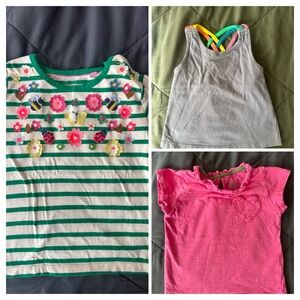 Mini Boden Green Striped Floral Tee